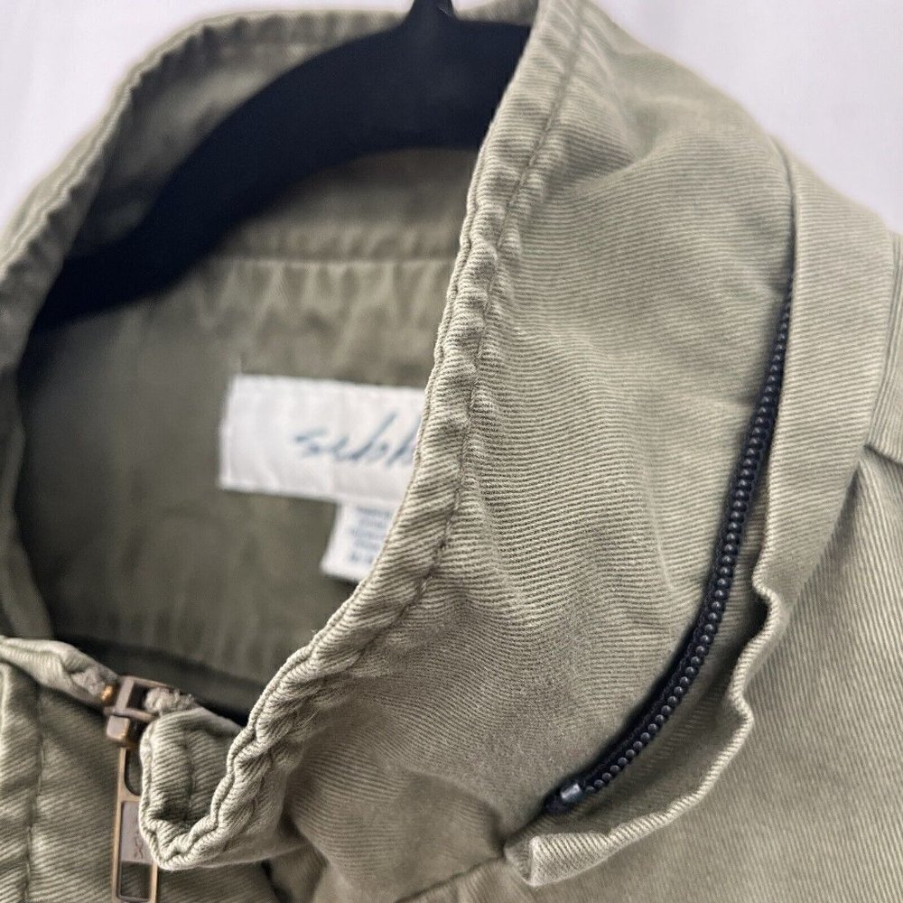 Womens Military Utility Jacket Sweatshirt Medium Olive Army Green 90s Grunge - Picture 6 of 16